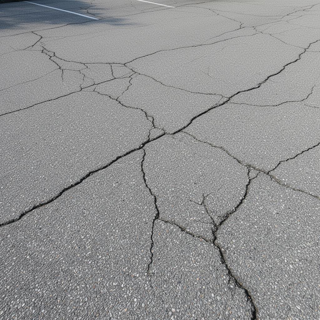 Sioux Falls asphalt crack sealing before and after — before